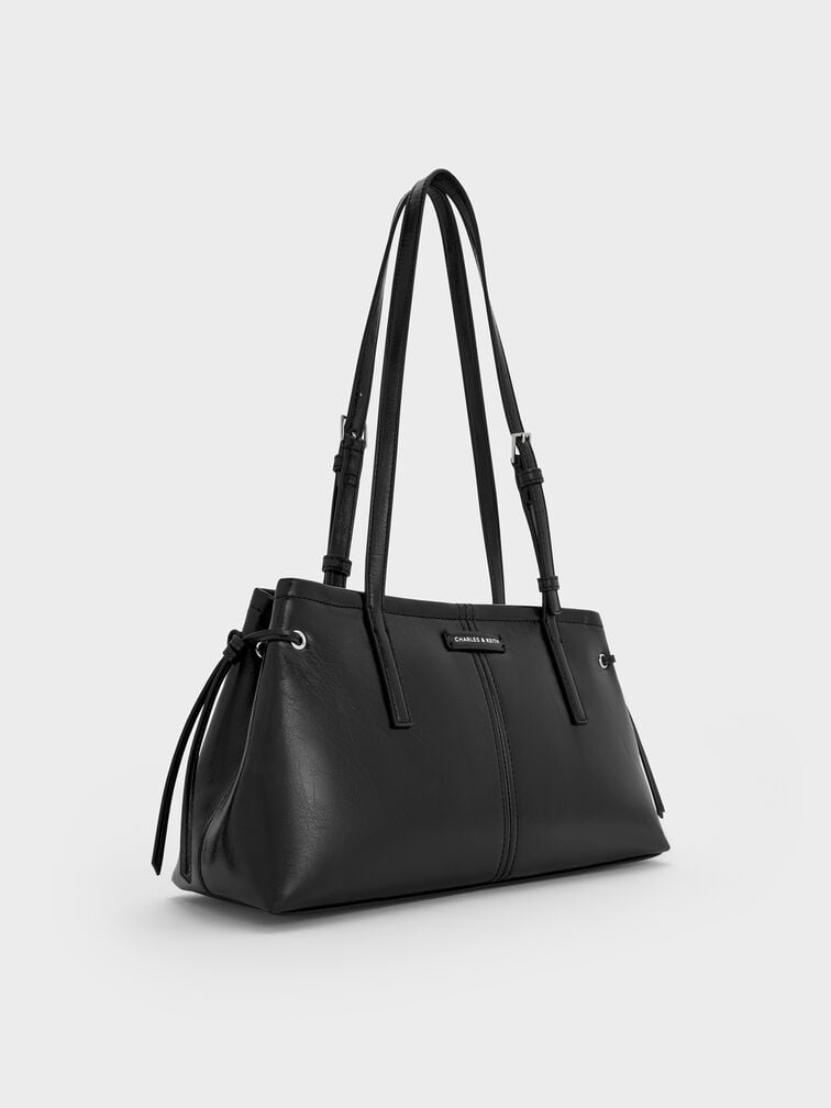 Noane Elongated-Handle Shoulder Bag, Noir, hi-res