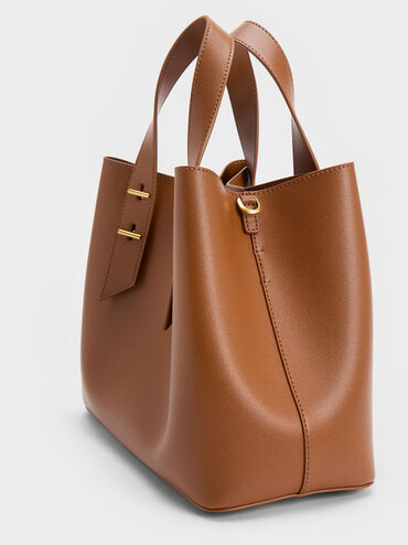 Double Handle Hobo Bag, Chocolate, hi-res