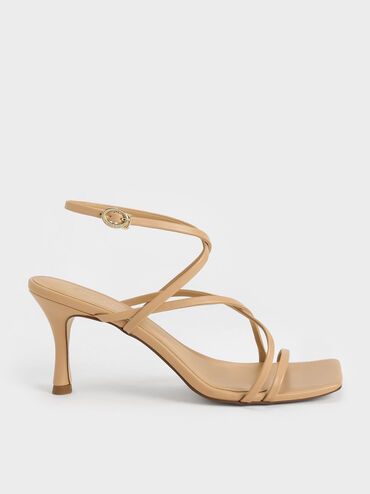 Crossover Strappy Sandals, Tan, hi-res