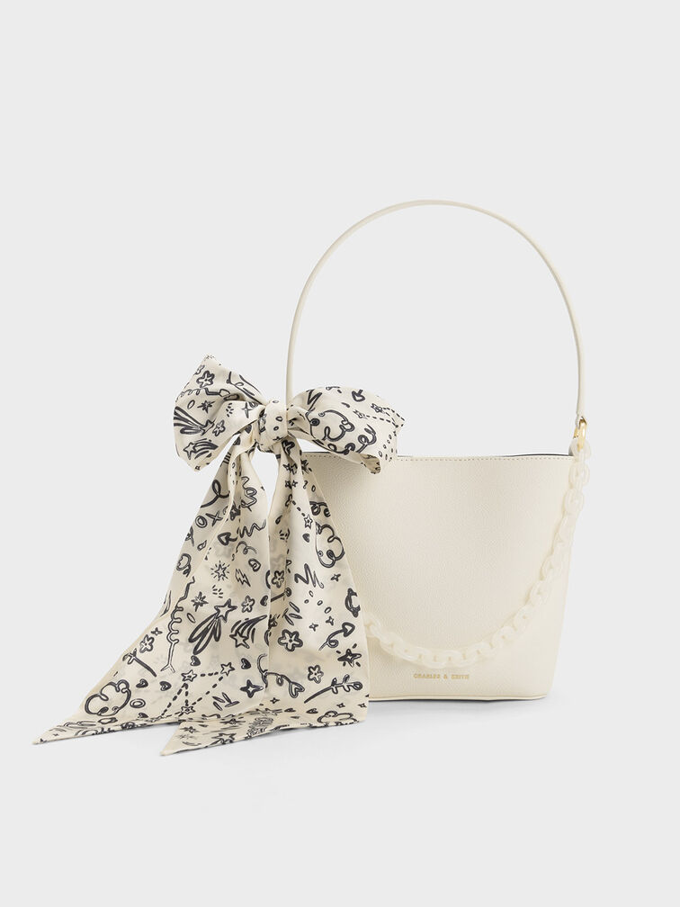 Alcott Scarf Bucket Bag, Cream, hi-res