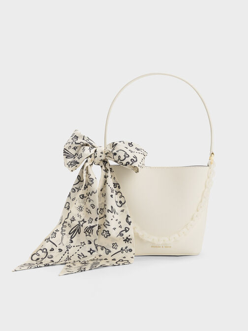 Alcott Scarf Bucket Bag, Cream, hi-res