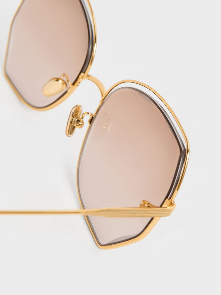 Cut-Out Wire-Frame Butterfly Sunglasses, Taupe, hi-res