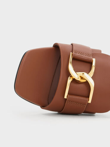 Gabine Leather Heeled Mules, Cognac, hi-res