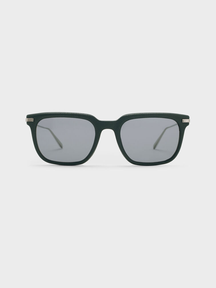 Aura Recycled Acetate Rectangular Sunglasses, Teal, hi-res