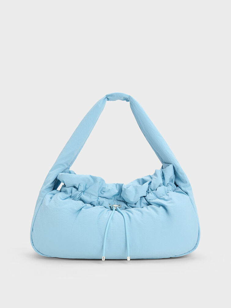 Maisy Ruched Hobo Bag, Light Blue, hi-res