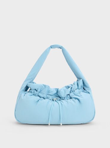 Maisy Ruched Hobo Bag, Light Blue, hi-res