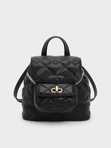 Aubrielle Quilted Backpack, Black, hi-res