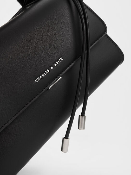 Cosette Ruched-Handle Trapeze Bag, Noir, hi-res