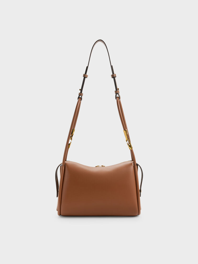 Lyla Tubular Slouchy Shoulder Bag, Chocolate, hi-res