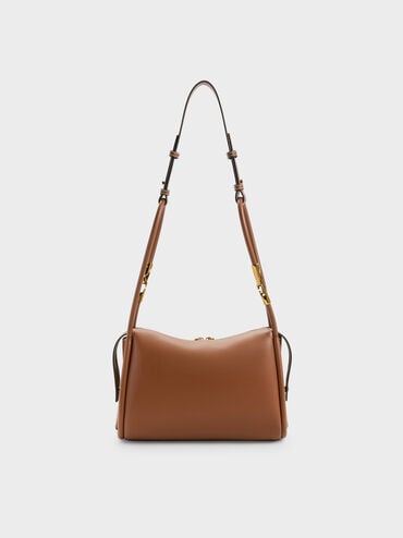 Lyla Tubular Slouchy Shoulder Bag, Chocolate, hi-res