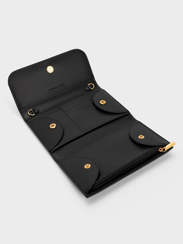 Front Flap Long Wallet, Black, hi-res