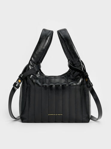Donna Crinkle-Effect Tote Bag, Black, hi-res