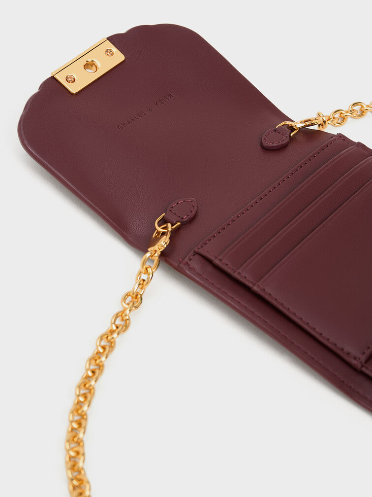 Astrid Panelled Small Wallet, Burgundy, hi-res
