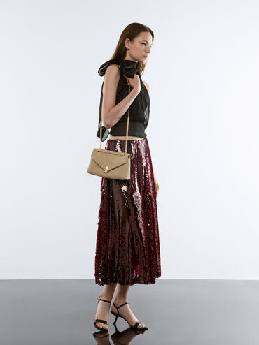 Lilibet Recycled Suede Chain-Strap Bag, Nutmeg Beige, hi-res