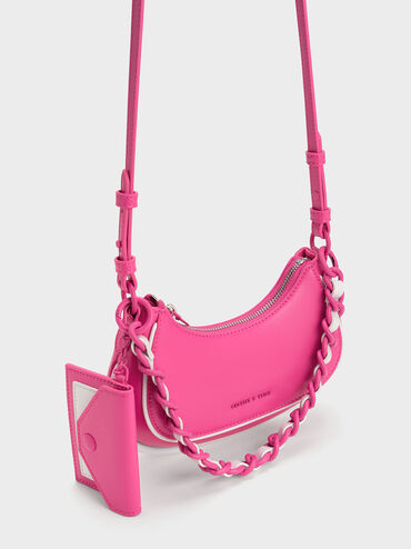 Alouette Curved Shoulder Bag, Fuchsia, hi-res