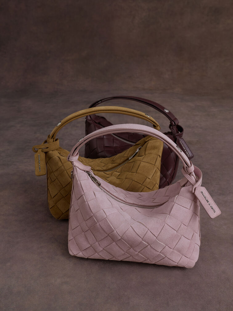 Ivette Woven Shoulder Bag, Wineberry Red, hi-res