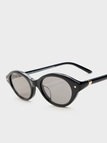 Pecola Oval Sunglasses, Black, hi-res