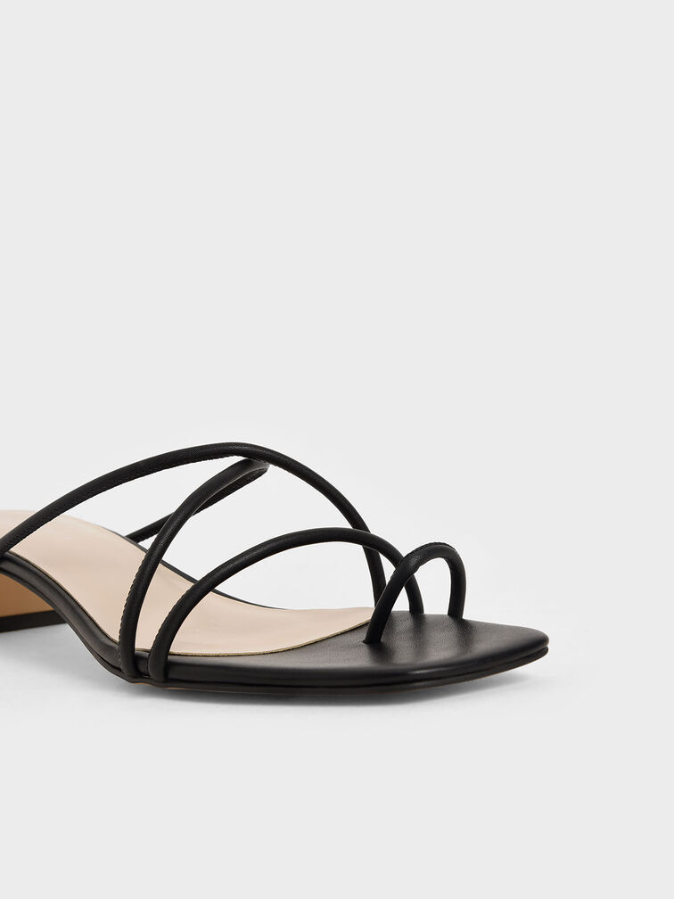 Strappy Toe Ring Sandals, Black, hi-res