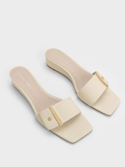 Metallic Accent Square-Toe Wedges, Chalk, hi-res