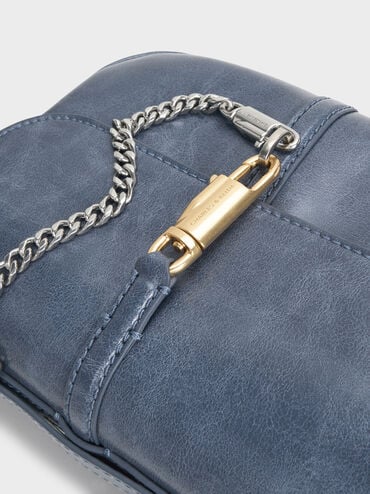Delfina Chain Crossbody Bag, Distressed Midnight Blue, hi-res