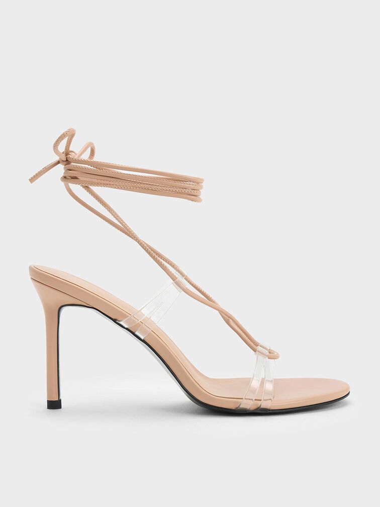 Tie-Around Heeled Sandals, Nude, hi-res