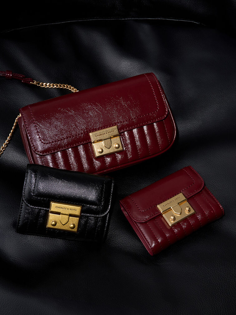 Donna Crinkle-Effect Wallet, Black, hi-res