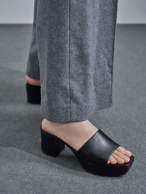 Platform Mules, Black, hi-res