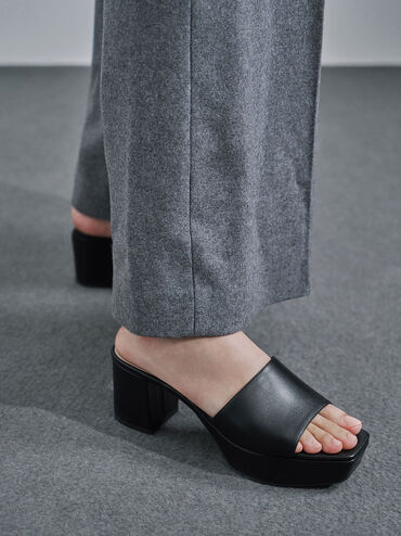 Platform Mules, Black, hi-res