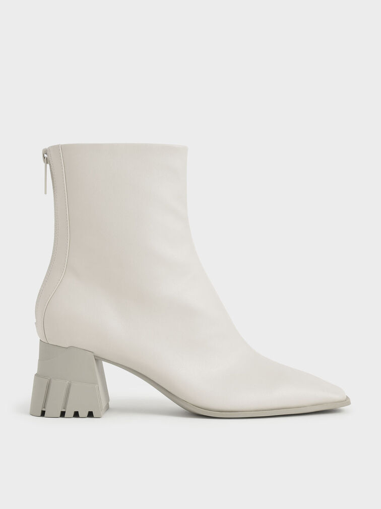 Zip-Up Block Heel Ankle Boots, Chalk, hi-res