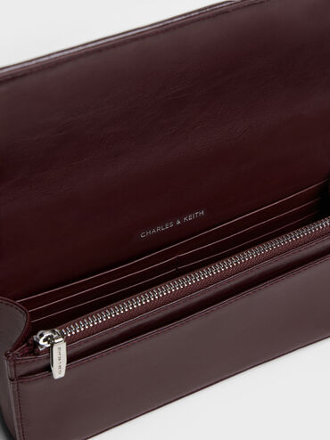 Paffuto Sequinned Wallet On Chain, Burgundy, hi-res