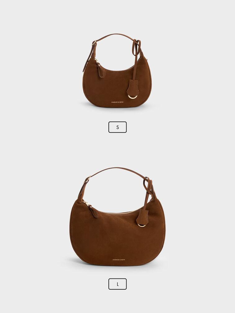Vega Faux Suede Hobo Bag, Pecan Brown, hi-res