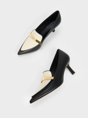 Metallic Accent Loafer Pumps, Multi, hi-res