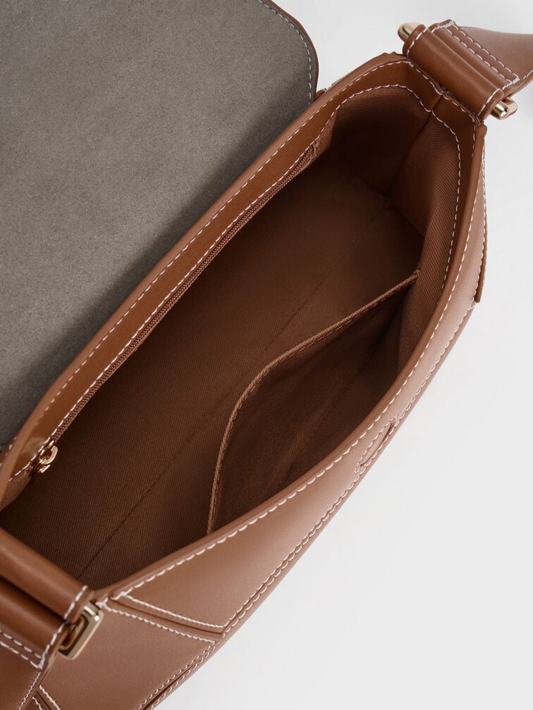 Nasrin Geometric Shoulder Bag, Chocolate, hi-res