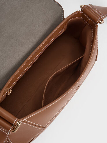 Nasrin Geometric Shoulder Bag, Chocolate, hi-res