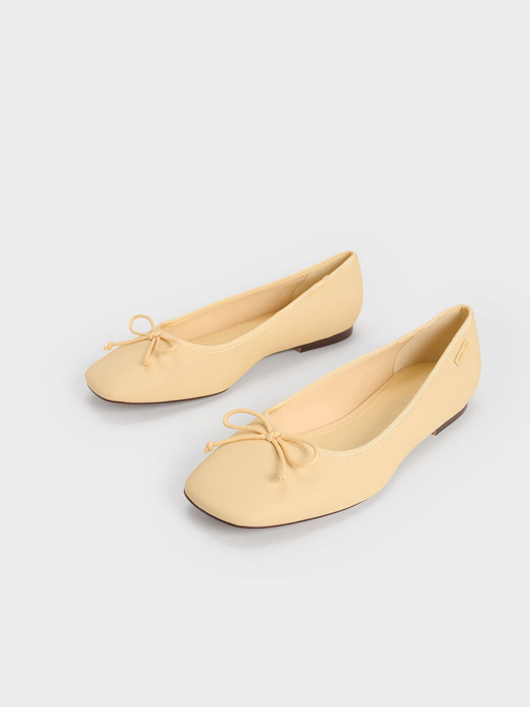 Rhea Bow Ballerinas, Yellow, hi-res