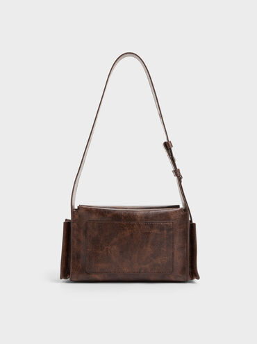 Zevon Multi-Pocket Shoulder Bag, Distressed Coffee, hi-res