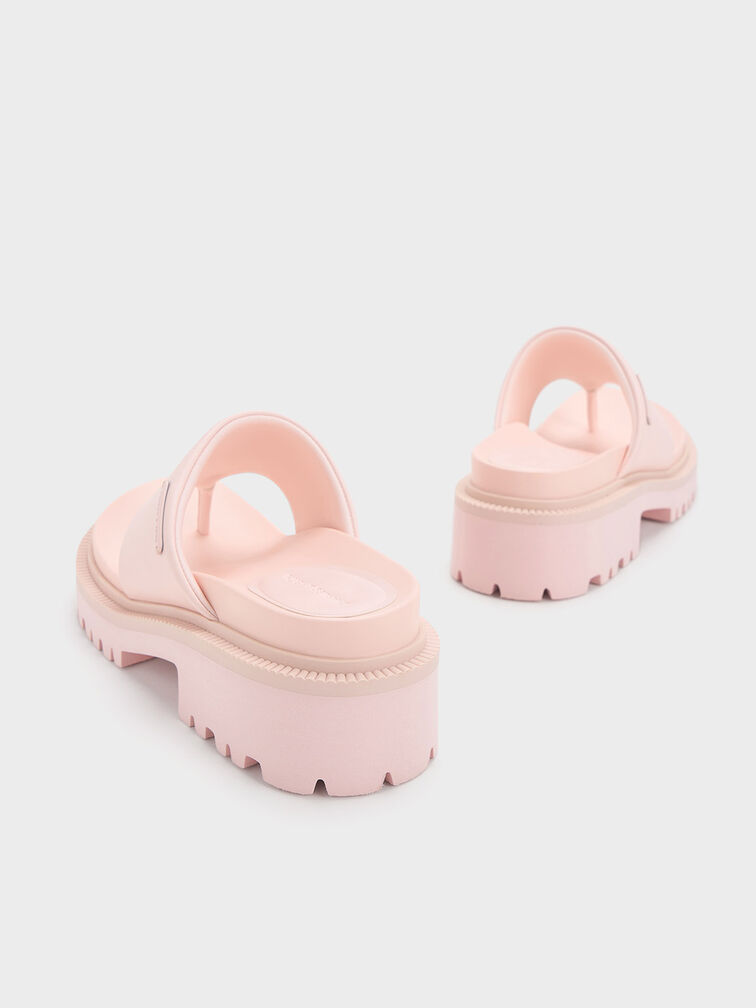Padded Ridged-Sole Thong Sandals, Light Pink, hi-res