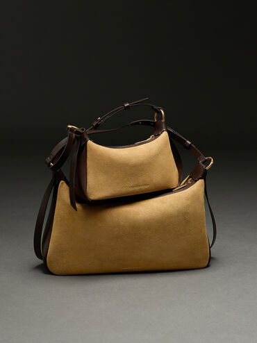 Mini Calla Suede Shoulder Bag, Sahara Sand, hi-res