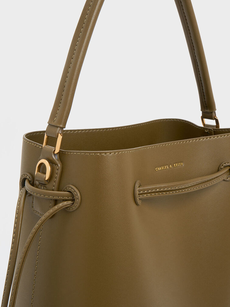 Bellamy Drawstring Hobo Bag, Khaki, hi-res