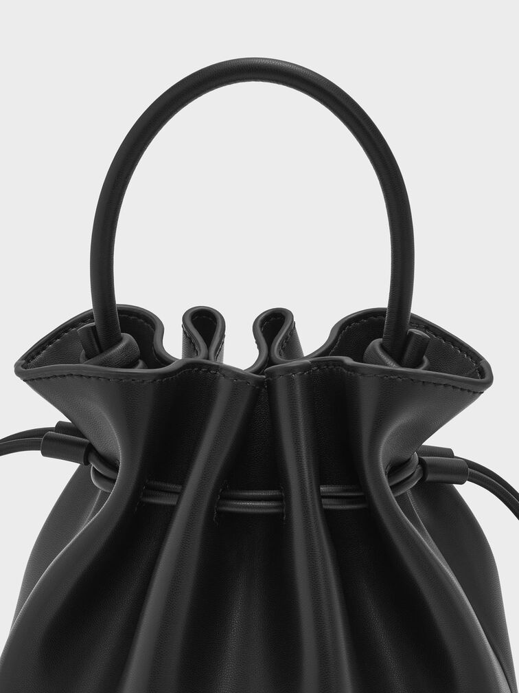 Sammie Drawstring Bucket Bag, Black, hi-res