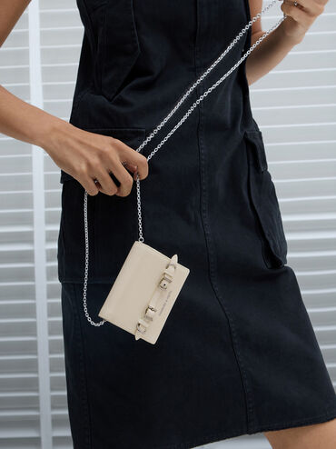 Sloane Chain-Handle Wallet, Cream, hi-res