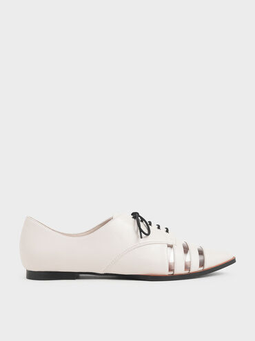 See-Through Oxford Shoes, Cream, hi-res