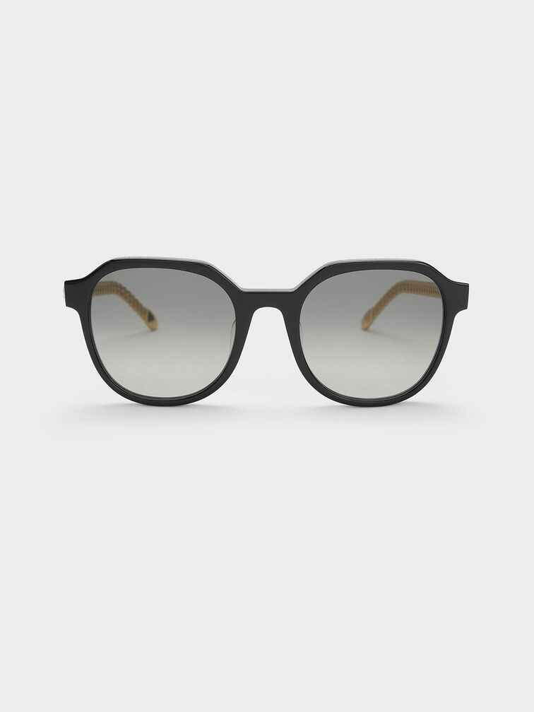 Recycled Acetate Chain-Link Sunglasses, Black, hi-res