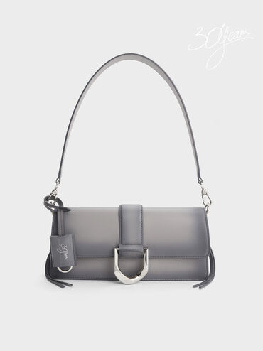Gabine Leather Burnished Shoulder Bag, Grey, hi-res