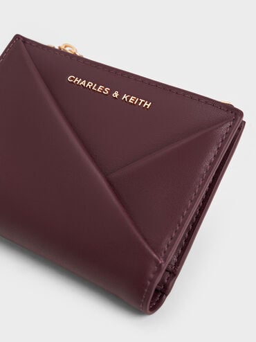 Midori Geometric Top-Zip Wallet, Wineberry Red, hi-res