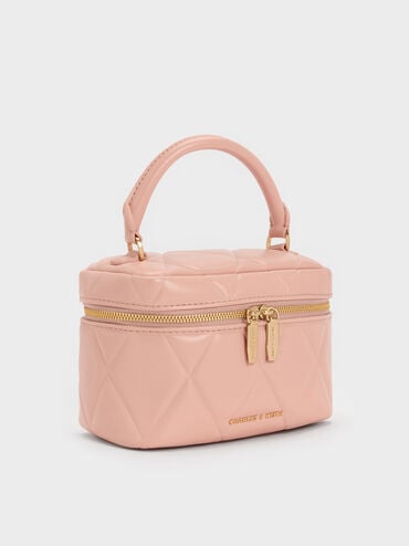 Arwen Quilted Top Handle Vanity Bag, Pink, hi-res