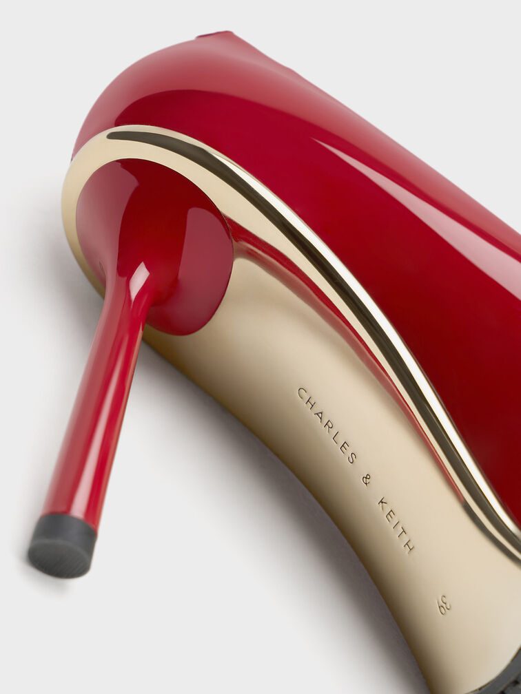 Patent Pointed-Toe Stiletto Heels, Red, hi-res