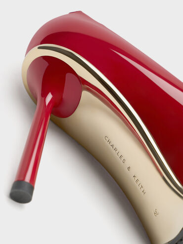 Patent Pointed-Toe Stiletto Heels, Red, hi-res