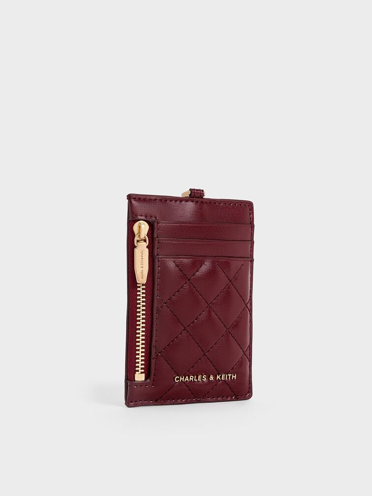 Wisteria Quilted Braided-Strap Card Holder, Burgundy, hi-res