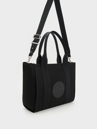 Large Canvas Tote Bag, Black, hi-res